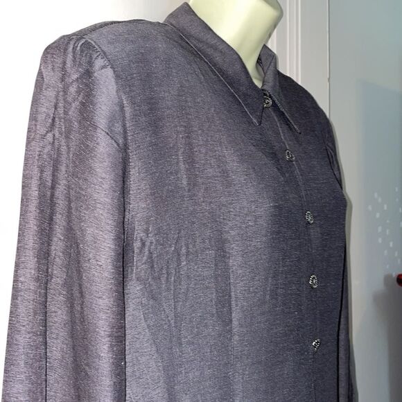 Vtg 80s Jennifer Jeffries long gray thin jacket with side slits - Picture 8 of 12